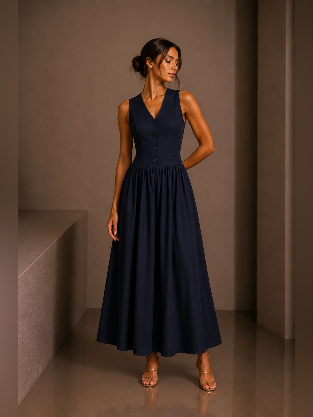 NWT Commense Denim Ruched Midi Dress – Size M (Sold Out)